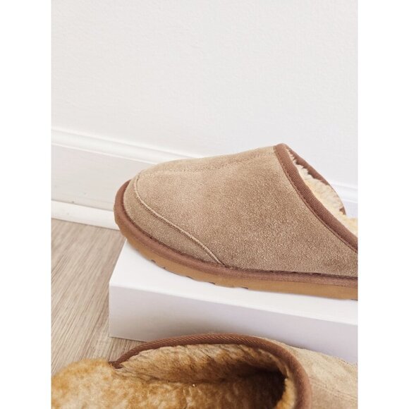 The Vermont Country Store Sheepskin Suede Leather Shearling Fur Slippers Mens 10 - Picture 3 of 10